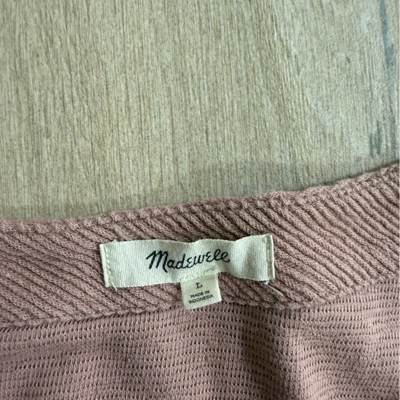 Madewell V Neck Cropped Tee Sz Medium Pullover Mid-Weight Burgundy - Picture 3 of 4